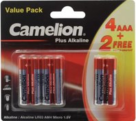 باتری قلمی و نیم قلمی 2+4 عددی کملیون PLUS ALKALINE مدل 4LR6+2LR03-BP