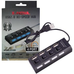 هاب 4 پورت کلید دار یو اس بی 2 برند NOVA مدل X1020