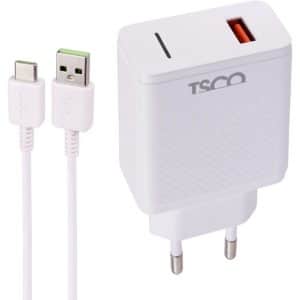شارژر به همراه کابل تایپ سی تسکو مدل TTC 64