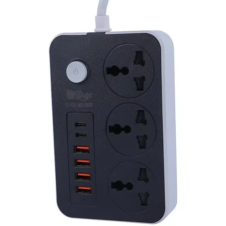 چند راهی 3 خانه اورنج مدل OR-PD24 با کابل 2 متری و شارژر USB و Type-C