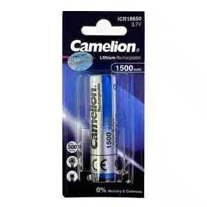 باتری لیتیومی شارژی 1500 میلی آمپر سر تخت 18650 برند CAMELION مدل ICR18650